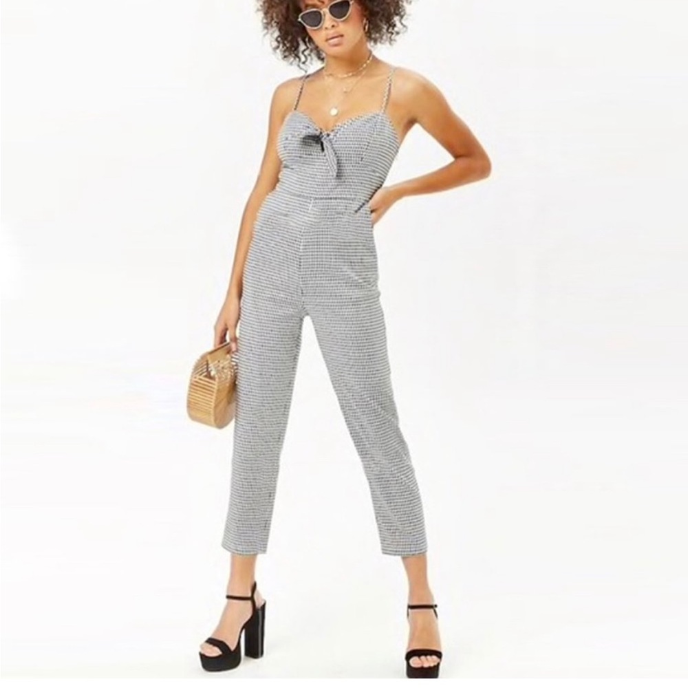 Forever 21 Knot-front Gingham Jumpsuit